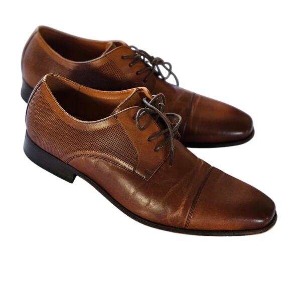 Florsheim Postino Cap Toe Oxfords, Brown Leather Shoes, Size 10D
